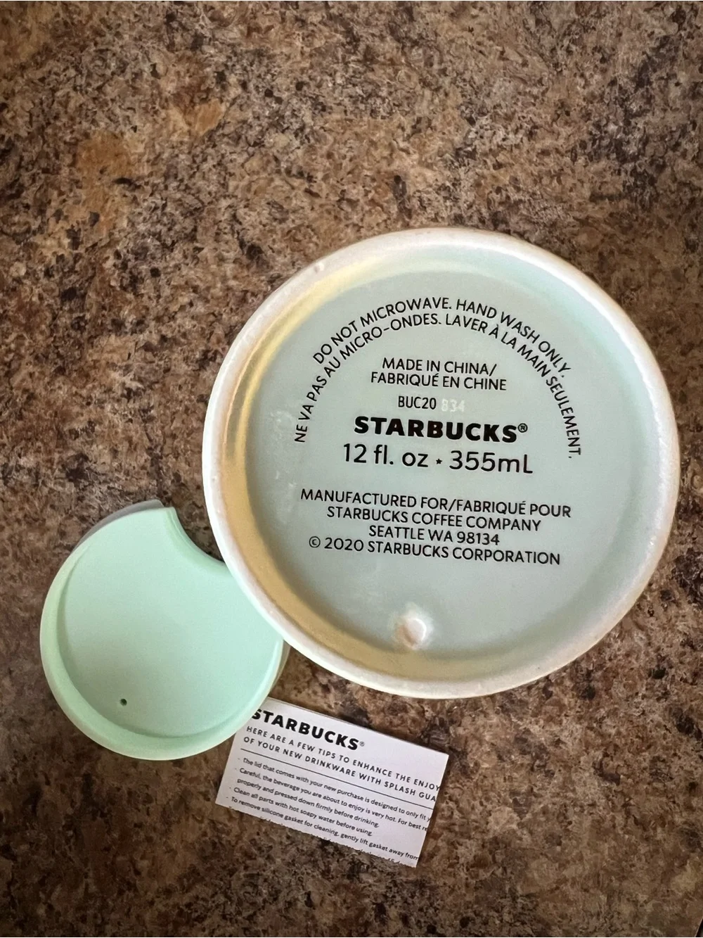Limited Edition Starbucks Light Green Siren Ceramic Travel Mug
